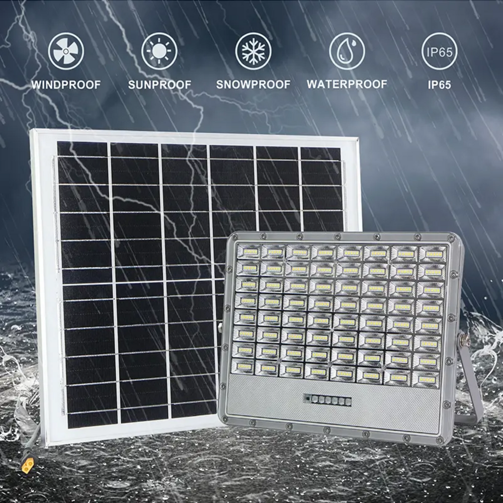 300W 20AH Designed Die Cast Aluminum IP66 Ultra Slim Lithium Battery Garden ABS Solar Outdoor LED Flood Light