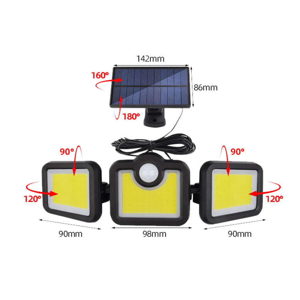 PIR Outdoor Waterproof Motion Sensor  LED Lamp With 3 Lighting Mode Battery Powered Solar Garden Wall Light