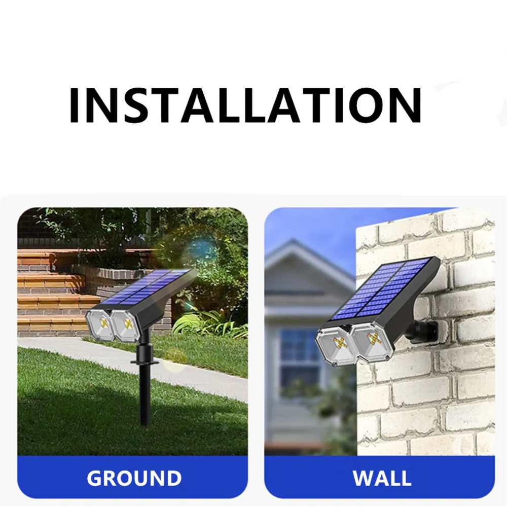 Multiple Installation Methods Solar Spotlights Waterproof LED Lawn Light Angle Adjustable Yard Outdoor LED Solar Garden Light