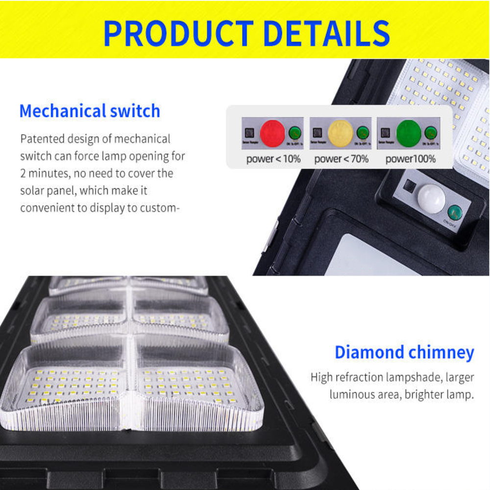 Outdoor All in One Solar Street Lamp 800w 1000w Led Commercial Solar Street Light