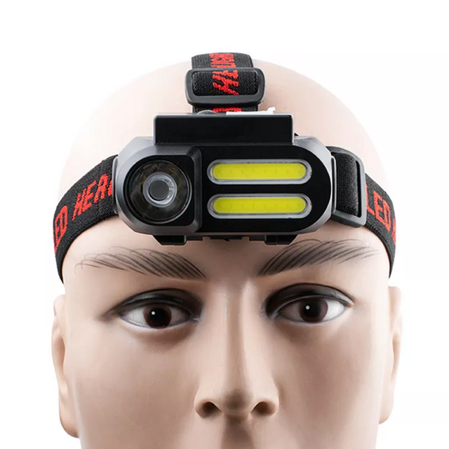 Factory Wholesale USB Rechargeable Multifunctional Outdoor Hiking Headlight Camping Running Emergency Use COB LED Headlamp