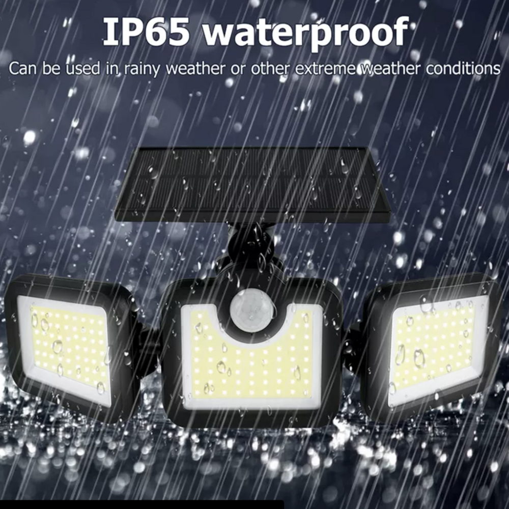 High Brightness Lamps IP65 Waterproof Wide Angle LED Solar Powered Saving Energy 3 Heads Split Solar Wall Light Garden