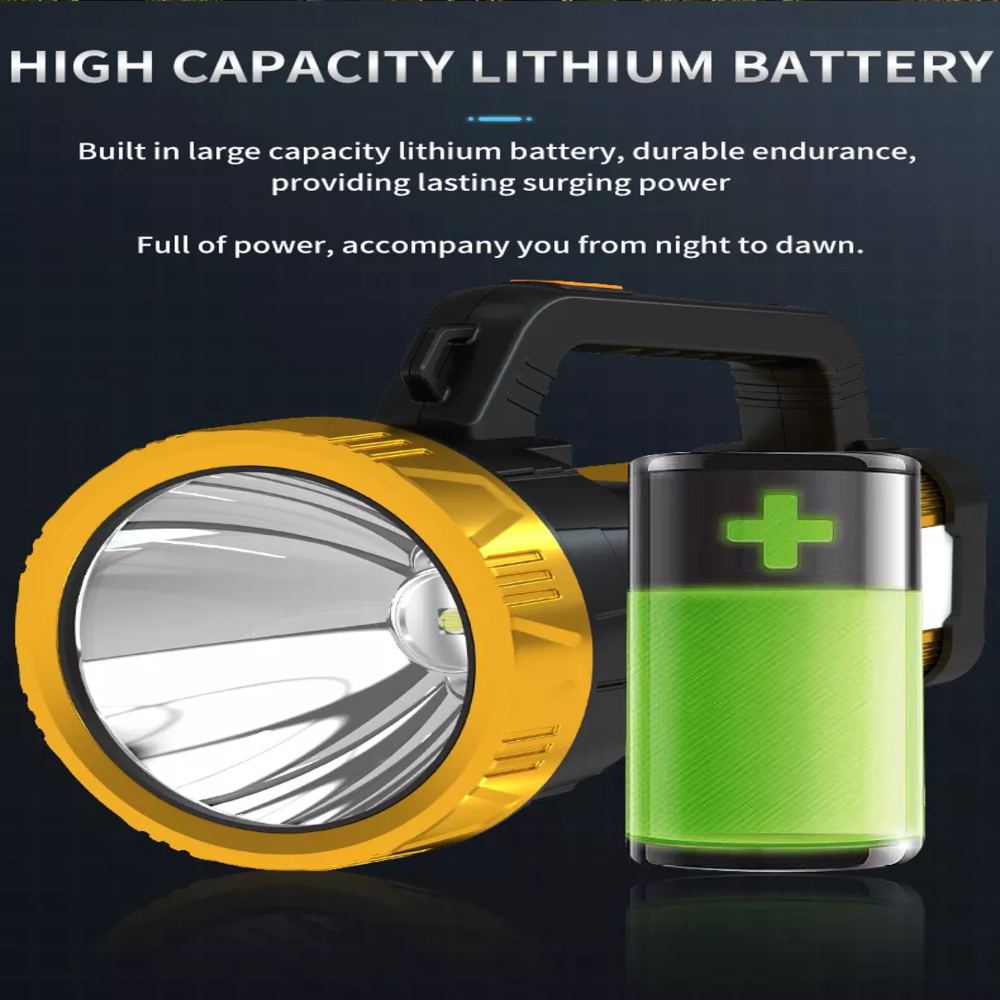 60W LED Tactical Camping Light Outdoor Power Supply Rechargeable Searchlight Portable Handheld Flashlight