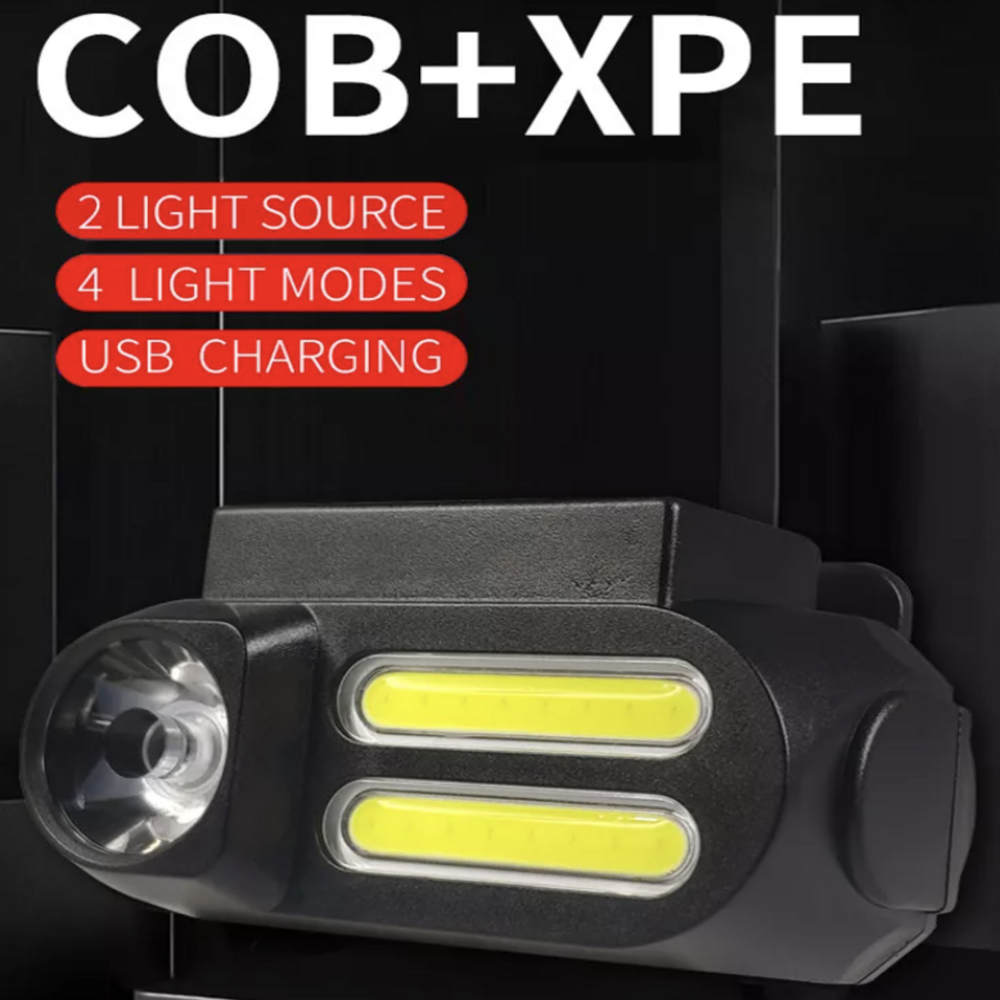 Factory Wholesale USB Rechargeable Multifunctional Outdoor Hiking Headlight Camping Running Emergency Use COB LED Headlamp
