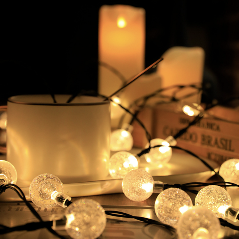 Outdoor Waterproof Crystal Balls Solar Led Garden String Light