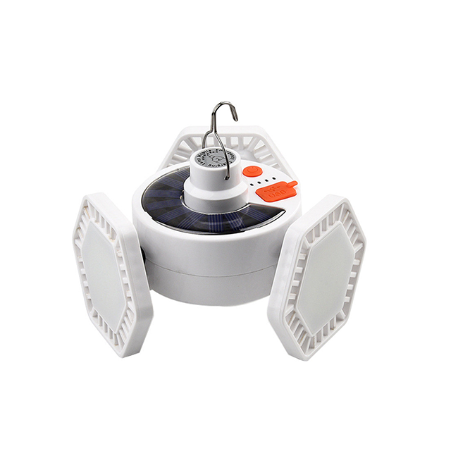 Outdoor Three-sided LED Camping Bulb Light Solar Charging Night Market Indoor Portable Emergency Lighting