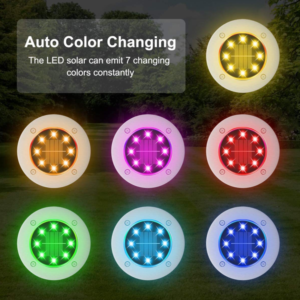 Waterproof 8 LED Pathway Landscape Outdoor Buried Under Ground Pathway Solar LED Lawn Light