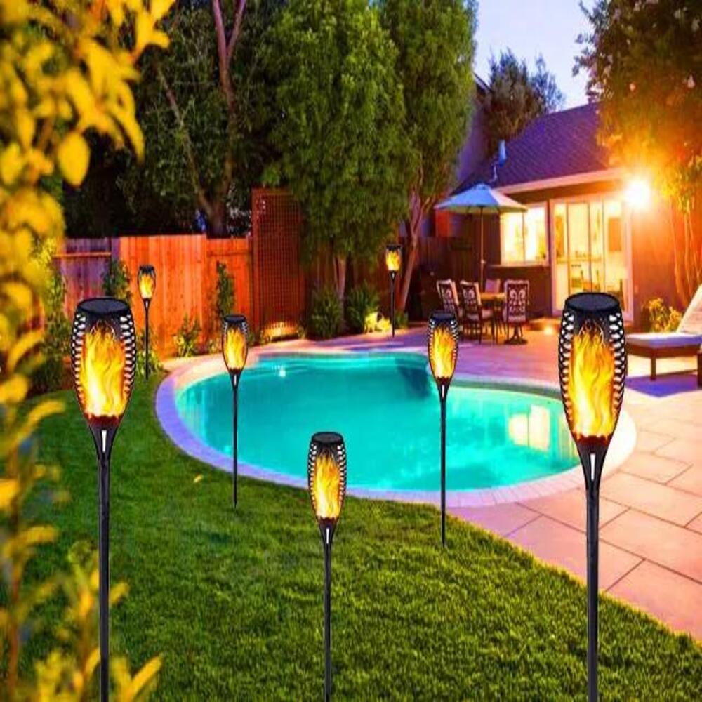Flickering Flame Dancing Waterproof Landscape Decoration Lighting Dusk To Dawn Outdoor Solar Lawn Torch Lights
