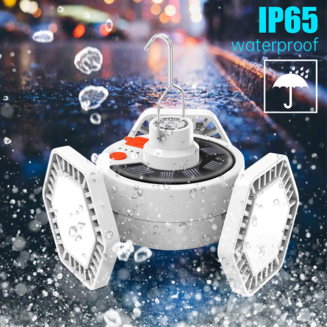 Outdoor Three-sided LED Camping Bulb Light Solar Charging Night Market Indoor Portable Emergency Lighting
