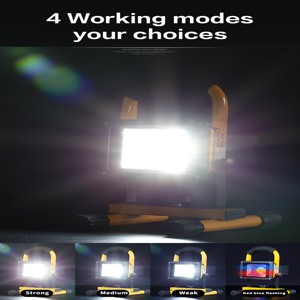 60w Outdoor Flood Light Portable Cob LED Rechargeable Battery Powered Camping Lamp