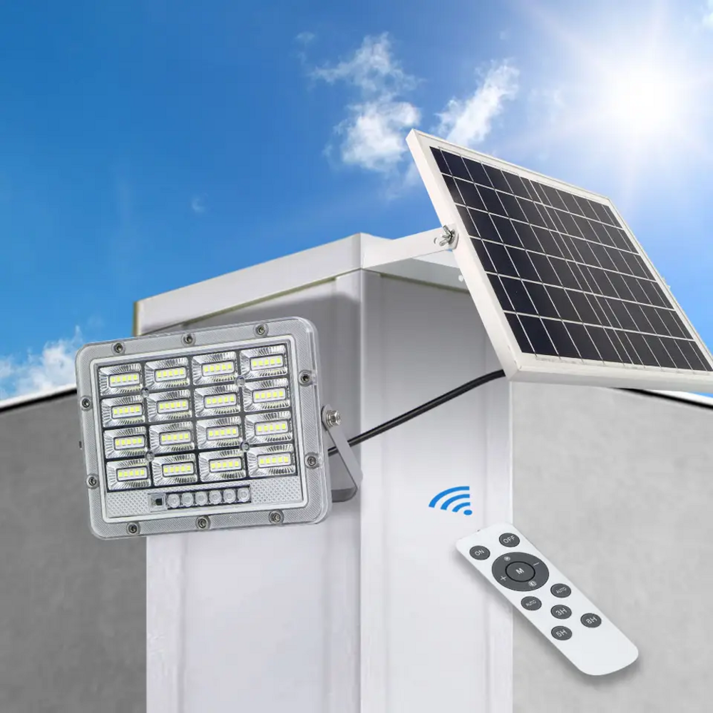 300W 20AH Designed Die Cast Aluminum IP66 Ultra Slim Lithium Battery Garden ABS Solar Outdoor LED Flood Light