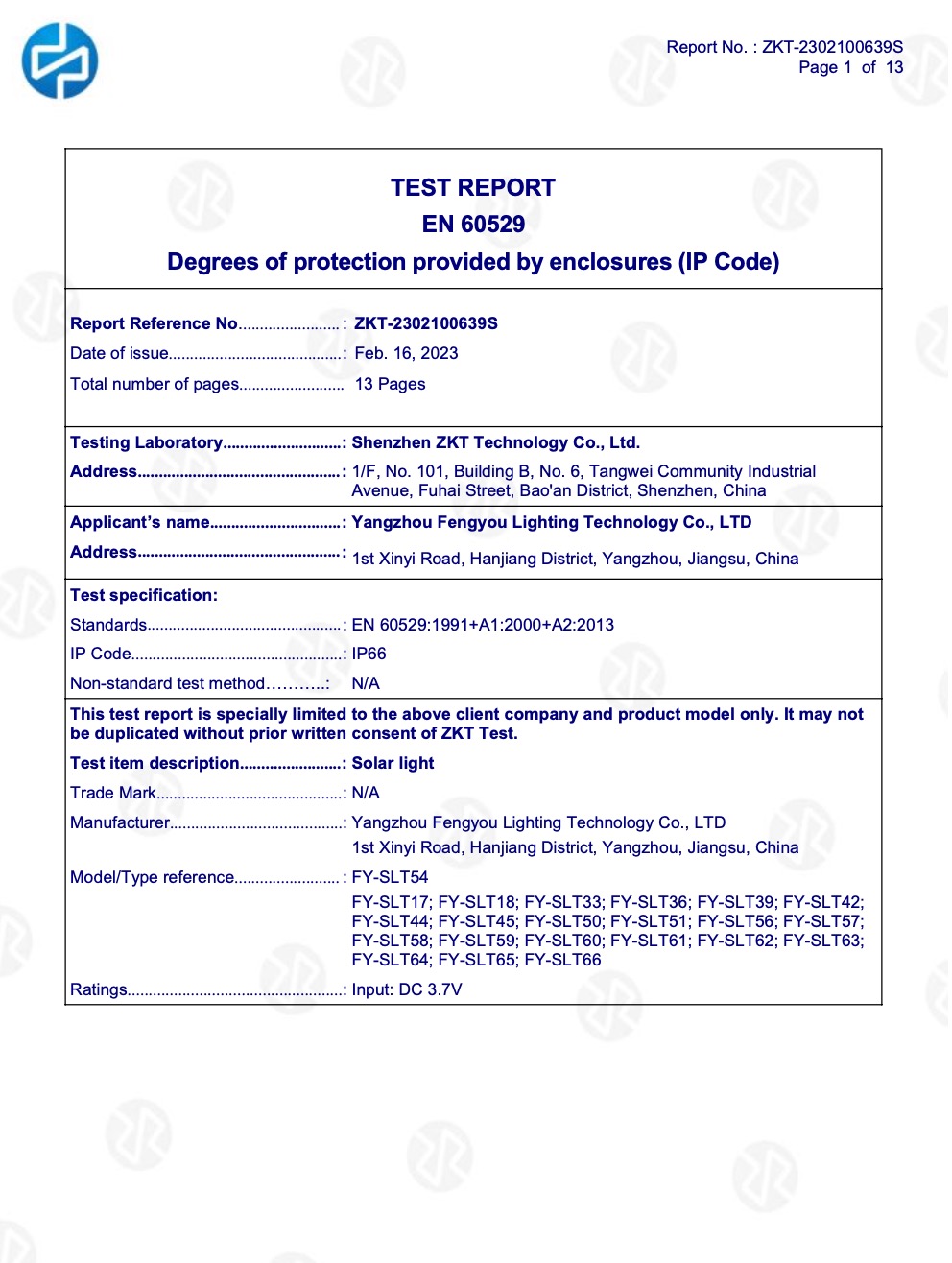 IP66 REPORT