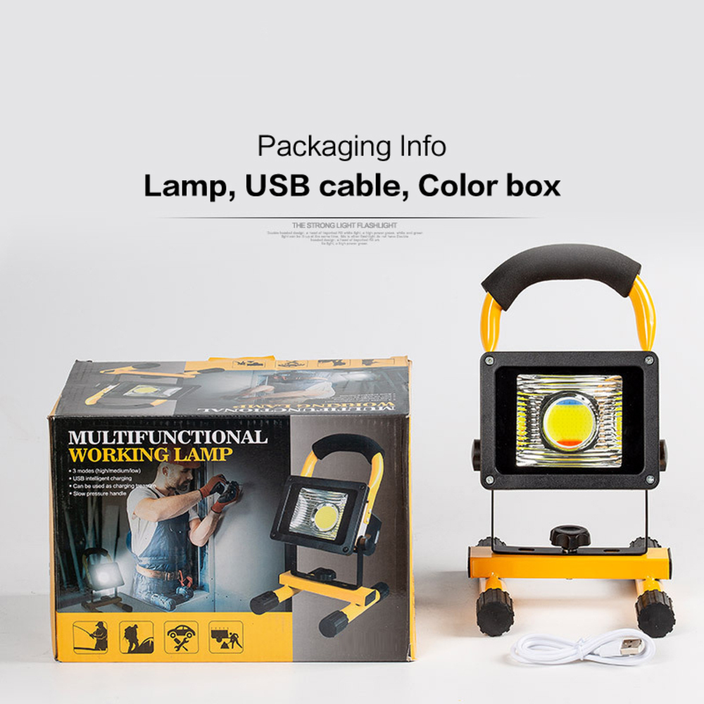 60w Outdoor Flood Light Portable Cob LED Rechargeable Battery Powered Camping Lamp