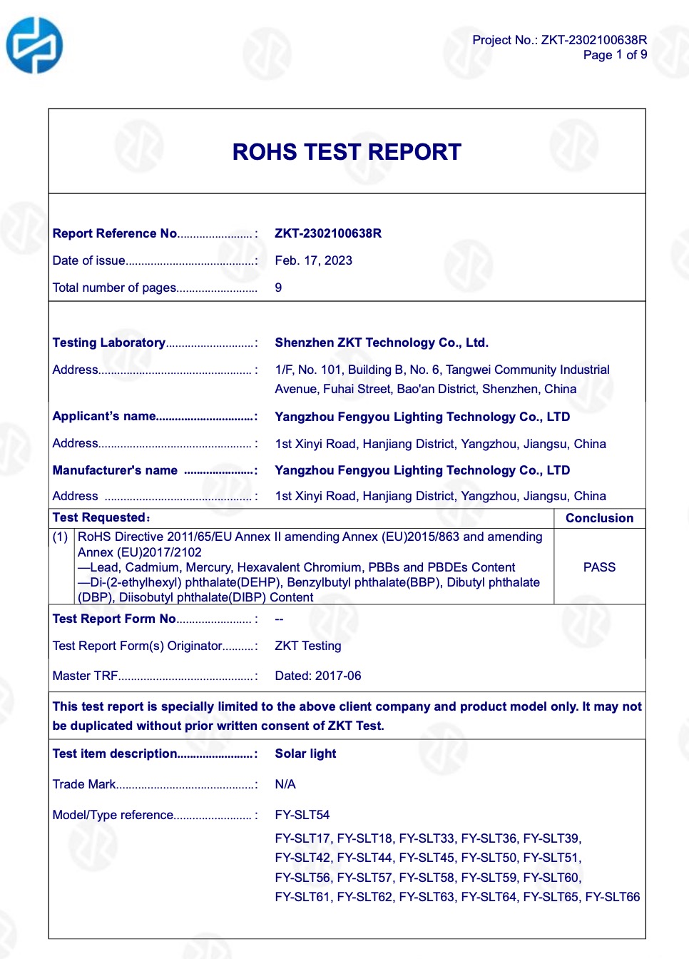 ROHS REPORT