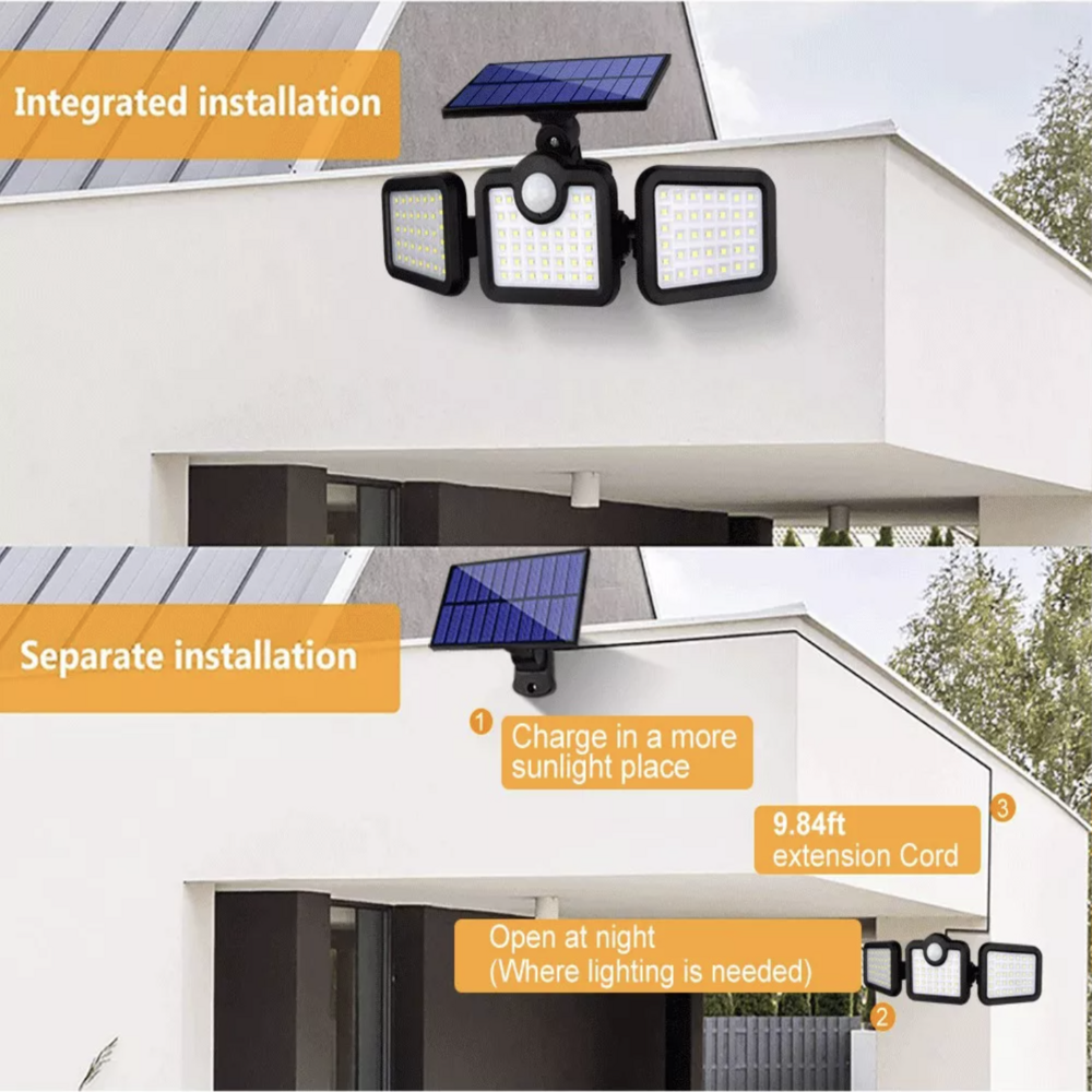 PIR Outdoor Waterproof Motion Sensor  LED Lamp With 3 Lighting Mode Battery Powered Solar Garden Wall Light
