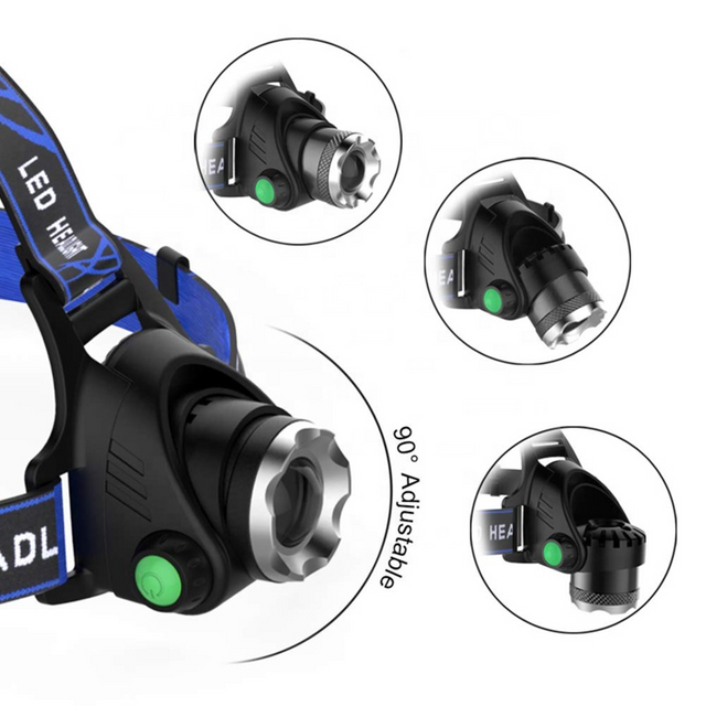 High Power USB Rechargeable Red Light Headlamp Led T6 Head Lights Camping Mining 18650 Lithium Aluminum Head Torch Headlamp