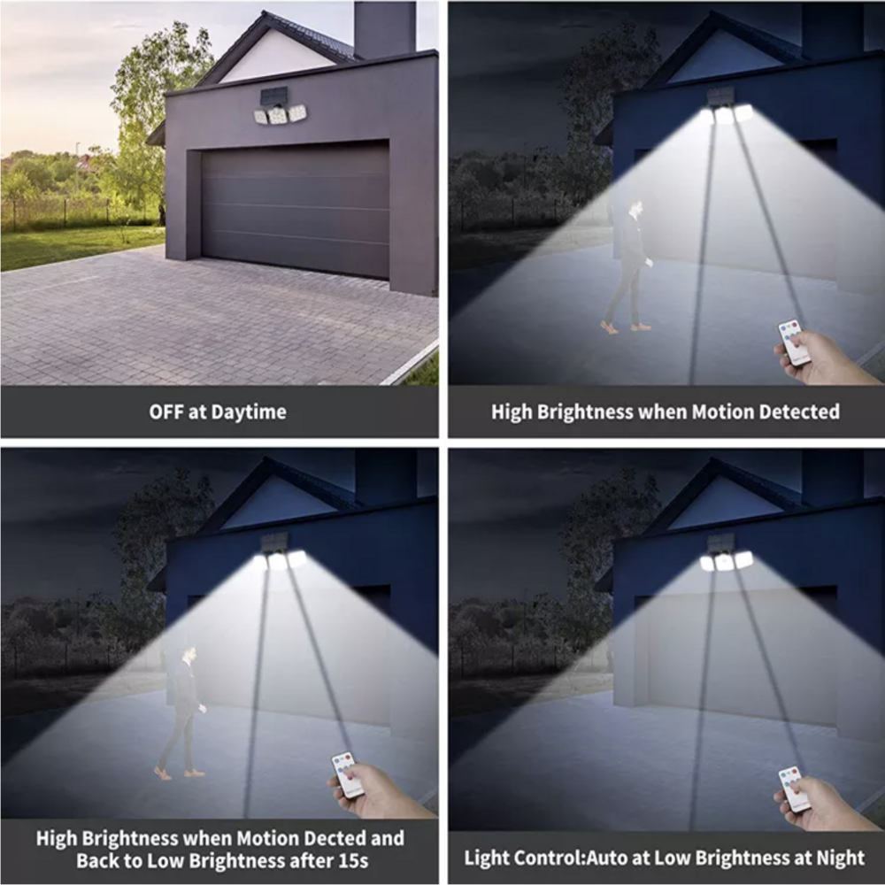 High Brightness Lamps IP65 Waterproof Wide Angle LED Solar Powered Saving Energy 3 Heads Split Solar Wall Light Garden