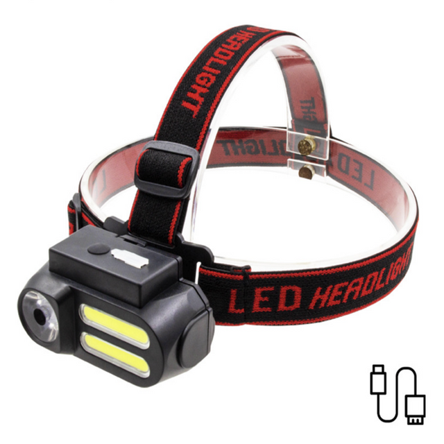 Factory Wholesale USB Rechargeable Multifunctional Outdoor Hiking Headlight Camping Running Emergency Use COB LED Headlamp