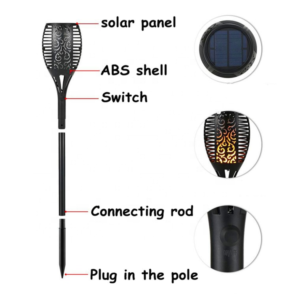 Flickering Flame Dancing Waterproof Landscape Decoration Lighting Dusk To Dawn Outdoor Solar Lawn Torch Lights