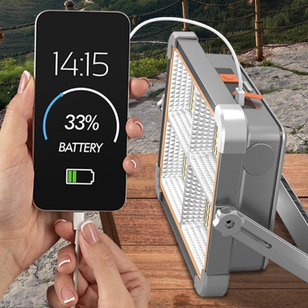 Outdoor Portable Waterproof And Rechargeable Solar Flood Light  with ABS Lamp Body for Camping And Gardening