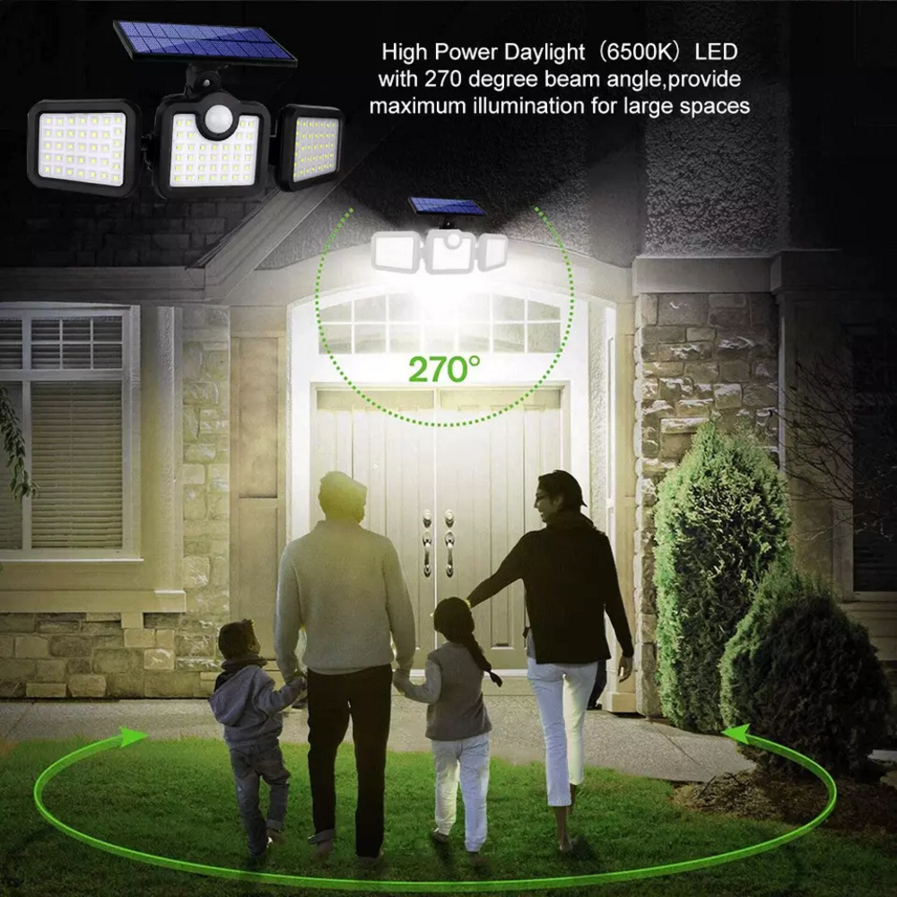 PIR Outdoor Waterproof Motion Sensor  LED Lamp With 3 Lighting Mode Battery Powered Solar Garden Wall Light