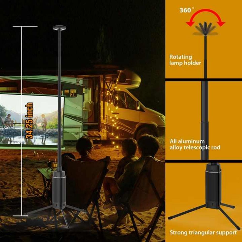 Portable Outdoor Waterproof Work Light Rechargeable Emergency Led Camping Lamp with Stand Holder