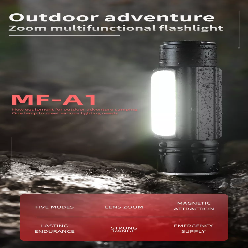 High Power 5 Modes Rechargeable Tactical Flashlight Zoomable Torch Flash Light With Safety Hammer Self Defense for Outdoor Emergency